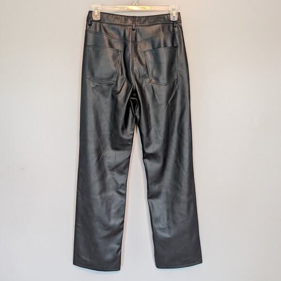 Zara Black Faux Leather Straight Leg High Rise Pants size 8 - Picture 5 of 8